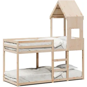 Comparateur de prix : vidaXL Lit superposé avec toit 90x190 cm bois massif de pin