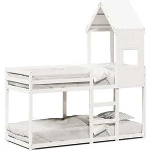 Comparateur de prix : vidaXL Lit superposé avec toit blanc 90x190 cm bois massif de pin
