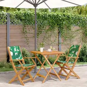 vidaXL Ensemble de bistro 3 pcs motif de feuilles tissu et bois massif pas cher