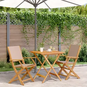 vidaXL Ensemble de bistro 3 pcs taupe tissu et bois massif pas cher