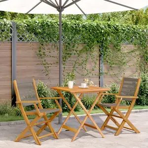 vidaXL Ensemble de bistro 3 pcs gris polypropylène et bois massif pas cher
