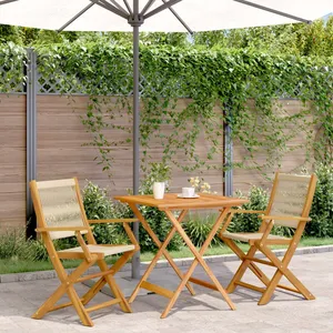 vidaXL Ensemble de bistro 3 pcs beige polypropylène et bois massif pas cher