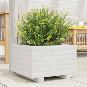 Comparateur de prix : vidaXL Jardinière blanc 40x40x26,5 cm bois de pin massif