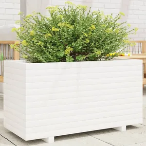 vidaXL Jardinière blanc 90x40x49,5 cm bois de pin massif pas cher