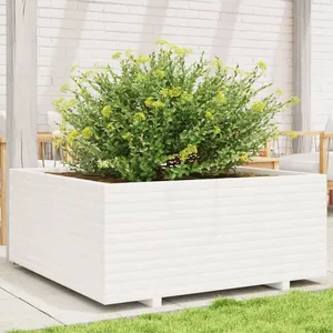 Comparateur de prix : vidaXL Jardinière blanc 110x110x49,5 cm bois de pin massif