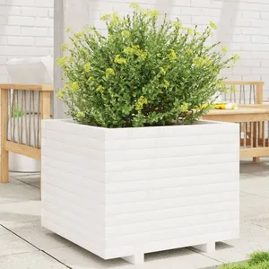 vidaXL Jardinière blanc 60x60x49,5 cm bois de pin massif pas cher