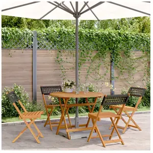vidaXL Ensemble à manger de jardin 5 pcs résine tressée et bois massif pas cher