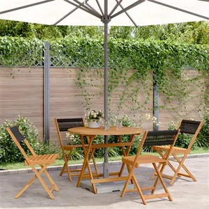 vidaXL Ensemble à manger de jardin 5pcs noir polypropylène bois massif pas cher