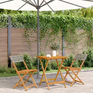 vidaXL Ensemble de bistro 3 pcs gris résine tressée et bois massif pas cher