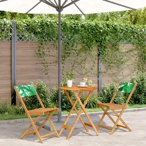 vidaXL Ensemble de bistro 3 pcs motif de feuilles tissu et bois massif pas cher