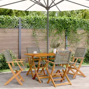 vidaXL Ensemble à manger de jardin 5 pcs résine tressée et bois massif pas cher