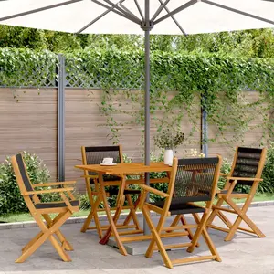 vidaXL Ensemble à manger de jardin 5pcs noir polypropylène bois massif pas cher