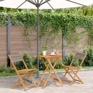 vidaXL Ensemble de bistro 3 pcs gris polypropylène et bois massif pas cher
