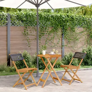 Comparateur de prix : vidaXL Ensemble de bistro 3 pcs noir résine tressée et bois massif