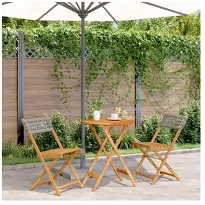 Comparateur de prix : vidaXL Ensemble de bistro 3 pcs gris résine tressée et bois massif
