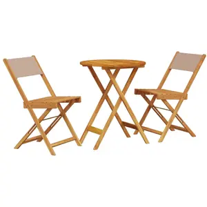 vidaXL Ensemble de bistro 3 pcs taupe tissu et bois massif pas cher