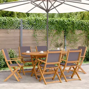 Comparateur de prix : vidaXL Ensemble à manger de jardin 7 pcs anthracite tissu bois massif
