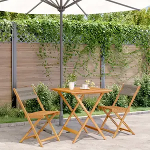 Comparateur de prix : vidaXL Ensemble de bistro 3 pcs gris polypropylène et bois massif