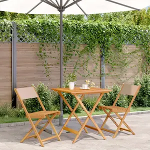 vidaXL Ensemble de bistro 3 pcs taupe tissu et bois massif pas cher