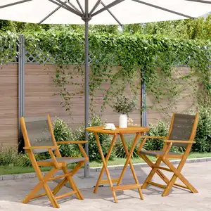 vidaXL Ensemble de bistro 3 pcs gris polypropylène et bois massif pas cher