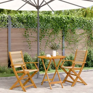 vidaXL Ensemble de bistro 3 pcs beige polypropylène et bois massif pas cher
