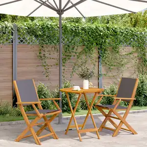 vidaXL Ensemble de bistro 3 pcs anthracite tissu et bois massif pas cher