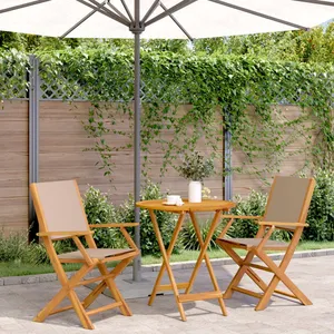 vidaXL Ensemble de bistro 3 pcs taupe tissu et bois massif pas cher