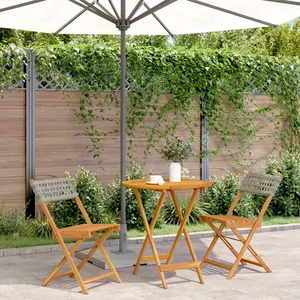 vidaXL Ensemble de bistro 3 pcs gris résine tressée et bois massif pas cher