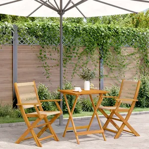 vidaXL Ensemble de bistro 3 pcs beige polypropylène et bois massif pas cher