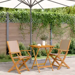vidaXL Ensemble de bistro 3 pcs taupe tissu et bois massif pas cher