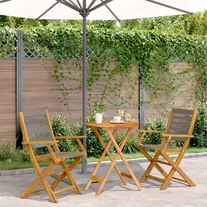 vidaXL Ensemble de bistro 3 pcs gris polypropylène et bois massif pas cher