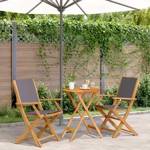 vidaXL Ensemble de bistro 3 pcs anthracite tissu et bois massif pas cher
