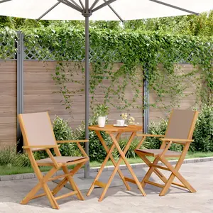 vidaXL Ensemble de bistro 3 pcs taupe tissu et bois massif pas cher