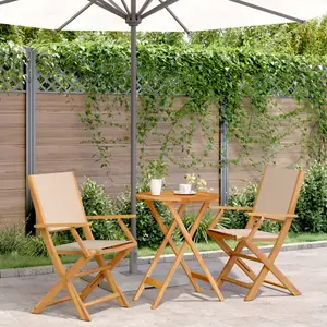 vidaXL Ensemble de bistro 3 pcs beige tissu et bois massif pas cher