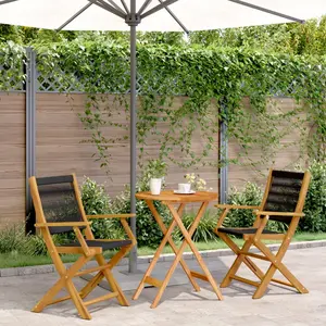 vidaXL Ensemble de bistro 3 pcs noir polypropylène et bois massif pas cher