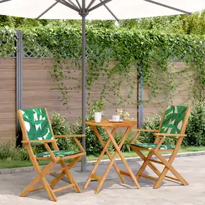 vidaXL Ensemble de bistro 3 pcs motif de feuilles tissu et bois massif pas cher
