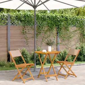 vidaXL Ensemble de bistro 3 pcs taupe tissu et bois massif pas cher