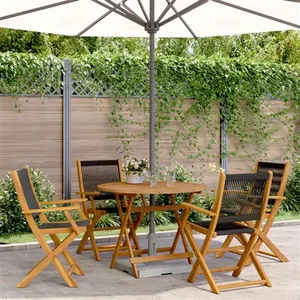 vidaXL Ensemble à manger de jardin 5pcs noir polypropylène bois massif pas cher
