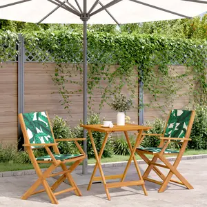 vidaXL Ensemble de bistro 3 pcs motif de feuilles tissu et bois massif pas cher