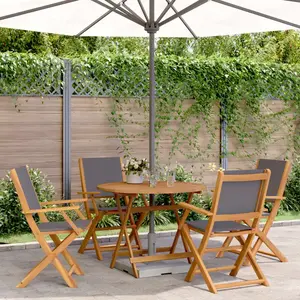 vidaXL Ensemble à manger de jardin 5 pcs anthracite tissu bois massif pas cher