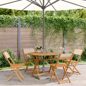 vidaXL Ensemble à manger de jardin 5 pcs beige tissu et bois massif pas cher