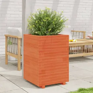 vidaXL Jardinière cire marron 50x50x72,5 cm bois de pin massif pas cher