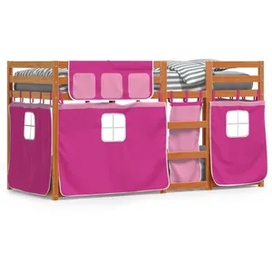 Comparateur de prix : vidaXL Lit superposé avec rideaux rose 90x190 cm bois pin massif