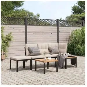 vidaXL Ensemble de banc de jardin avec coussins 3 pcs noir pas cher