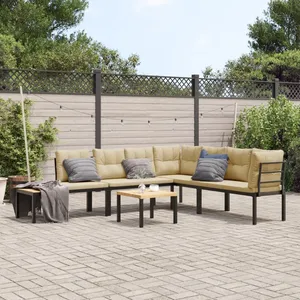 vidaXL Ensemble de banc de jardin avec coussins 5 pcs noir pas cher
