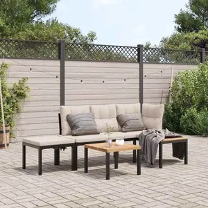 vidaXL Ensemble de banc de jardin avec coussins 4 pcs noir pas cher