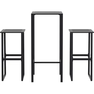 Comparateur de prix : vidaXL Ensemble de bar de jardin 3 pcs noir acier enduit de poudre