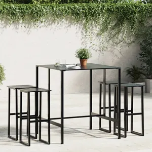 vidaXL Ensemble de bar de jardin 5 pcs noir acier enduit de poudre pas cher