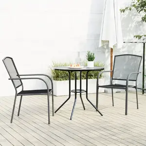 vidaXL Ensemble de chaises de jardin empilables 3 pcs anthracite pas cher