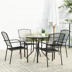 vidaXL Ensemble de chaises de jardin empilables 5 pcs anthracite pas cher